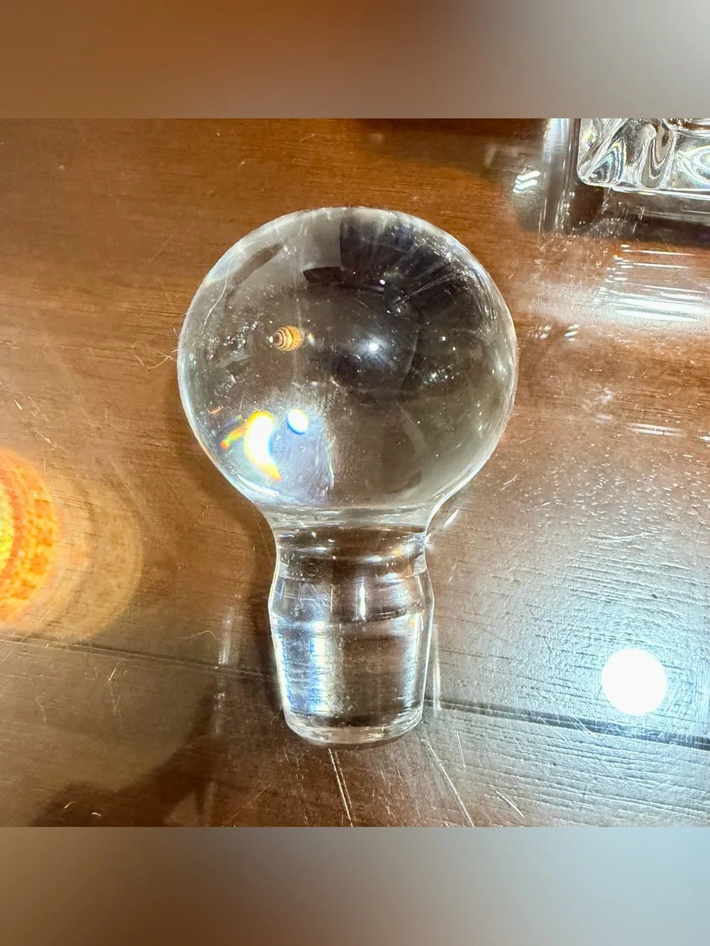 Vintage Crystal Clear Bourbon Decanter Square Design with Stopper Unbranded